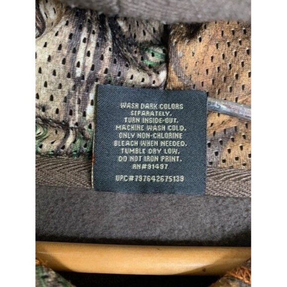 Realtree Men's Hooded Sweatshirt M 38/40 Gray & Brown Camouflage Polyester - Picture 6 of 8